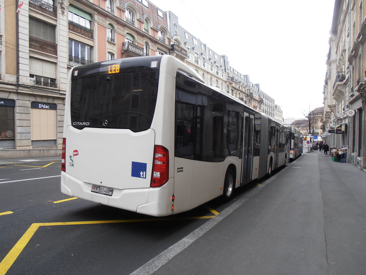 (233'946) - Intertours, Domdidier - Nr. 468/FR 300'468 - Mercedes (ex Nr. 201) am 13. Mrz 2022 beim Bahnhof Lausanne (Einsatz TL)
