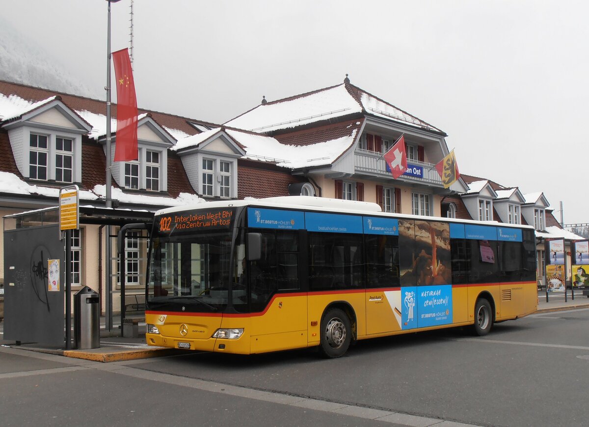 (234'198) - PostAuto Bern - BE 610'539 - Mercedes (ex BE 700'281; ex Schmocker, Stechelberg Nr. 2) am 3. April 2022 beim Bahnhof Interlaken Ost