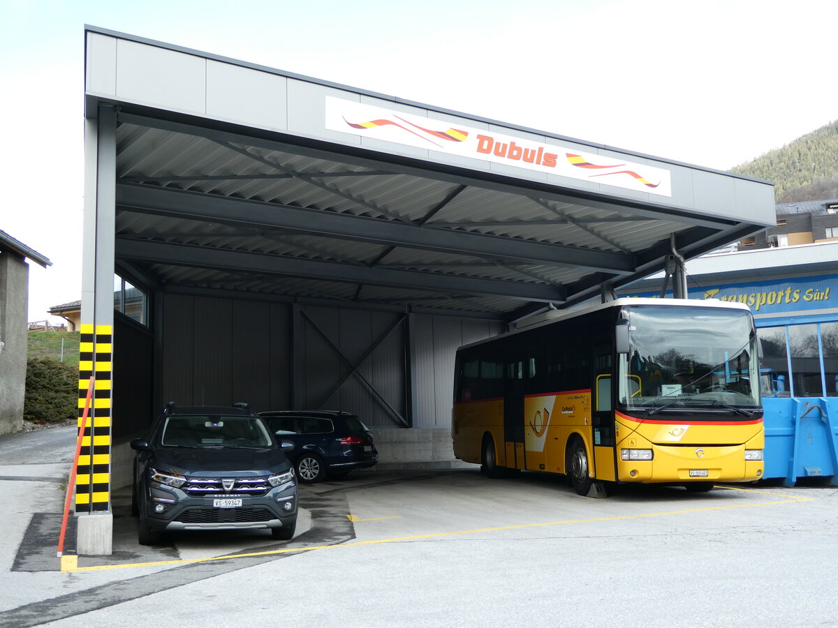 (234'253) - PostAuto Wallis - Nr. 19/VS 365'401 - Irisbus am 9. April 2022 in Savise, Garage Dubuis