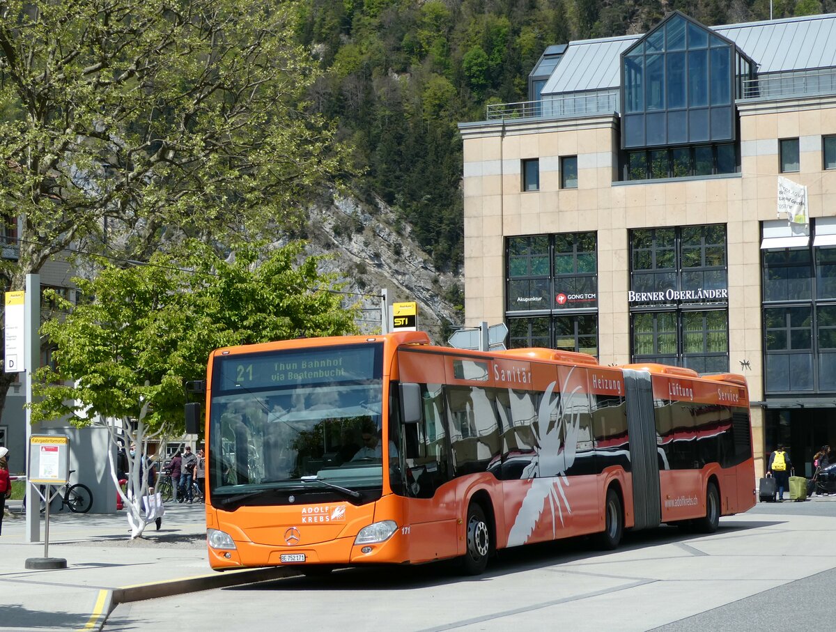 (234'989) - STI Thun - Nr. 171/BE 752'171 - Mercedes am 1. Mai 2022 beim Bahnhof Interlaken West
