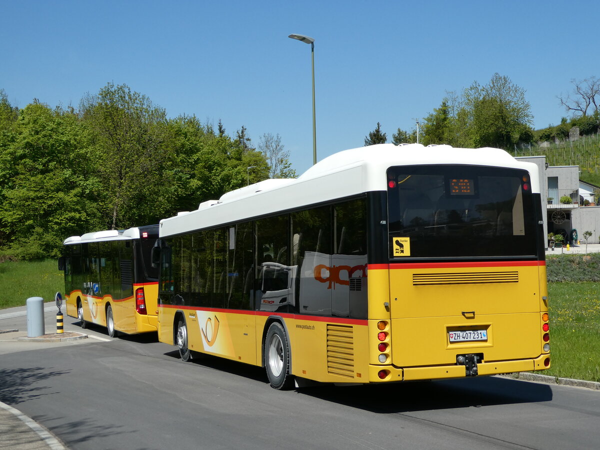 (235'004) - Stutz, Jonen - ZH 407'231 - Scania/Hess (ex PostAuto Bern; ex AVG Meiringen Nr. 67; ex AVG Meiringen Nr. 76; ex Steiner, Messen) am 2. Mai 2022 in Ringlikon, Langwis