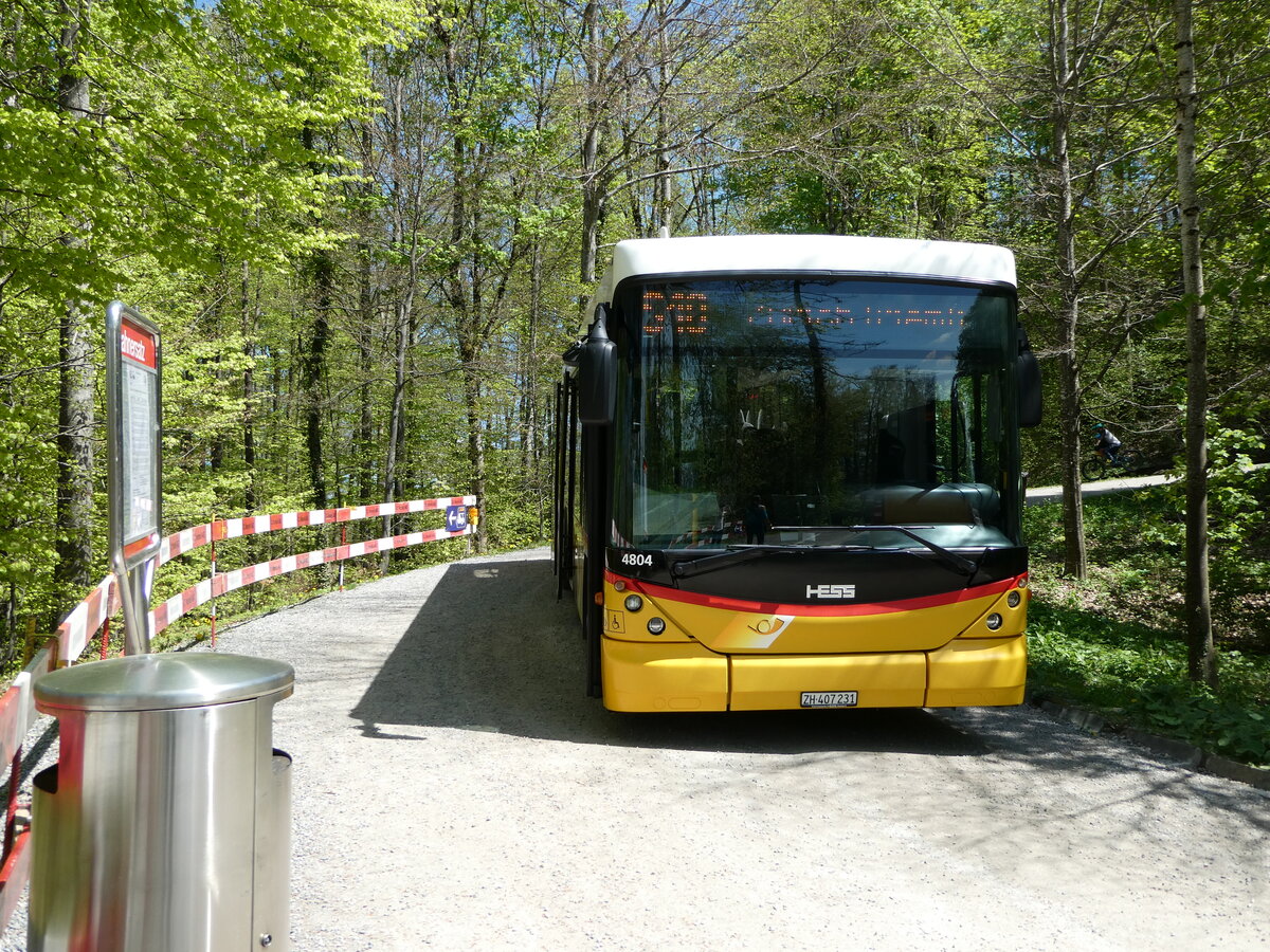 (235'024) - Stutz, Jonen - ZH 407'231 - Scania/Hess (ex PostAuto Bern; ex AVG Meiringen Nr. 67; ex AVG Meiringen Nr. 76; ex Steiner, Messen) am 2. Mai 2022 beim Bahnhof Uetliberg