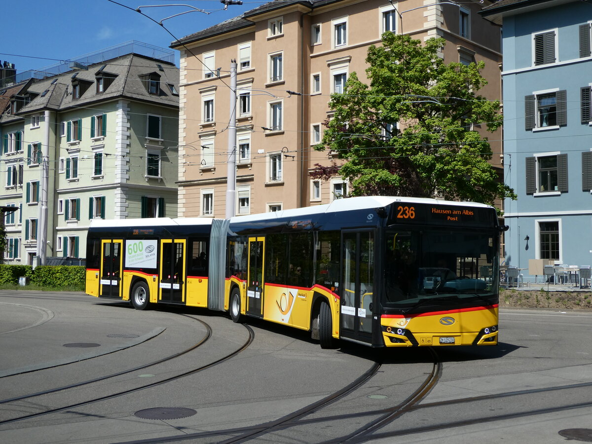 (235'057) - Stutz, Jonen - Nr. 418/ZH 129'230 - Solaris am 2. Mai 2022 beim Bahnhof Zrich-Wiedikon