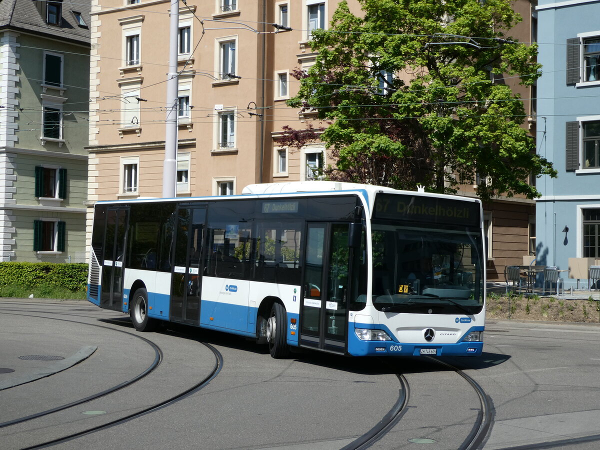 (235'060) - VBZ Zrich - Nr. 605/ZH 745'605 - Mercedes am 2. Mai 2022 beim Bahnhof Zrich-Wiedikon
