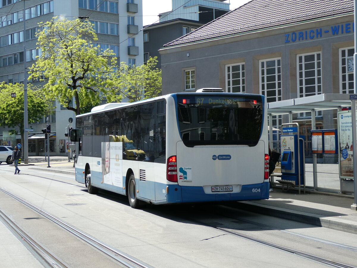 (235'074) - VBZ Zrich - Nr. 604/ZH 745'604 - Mercedes am 2. Mai 2022 beim Bahnhof Zrich-Wiedikon