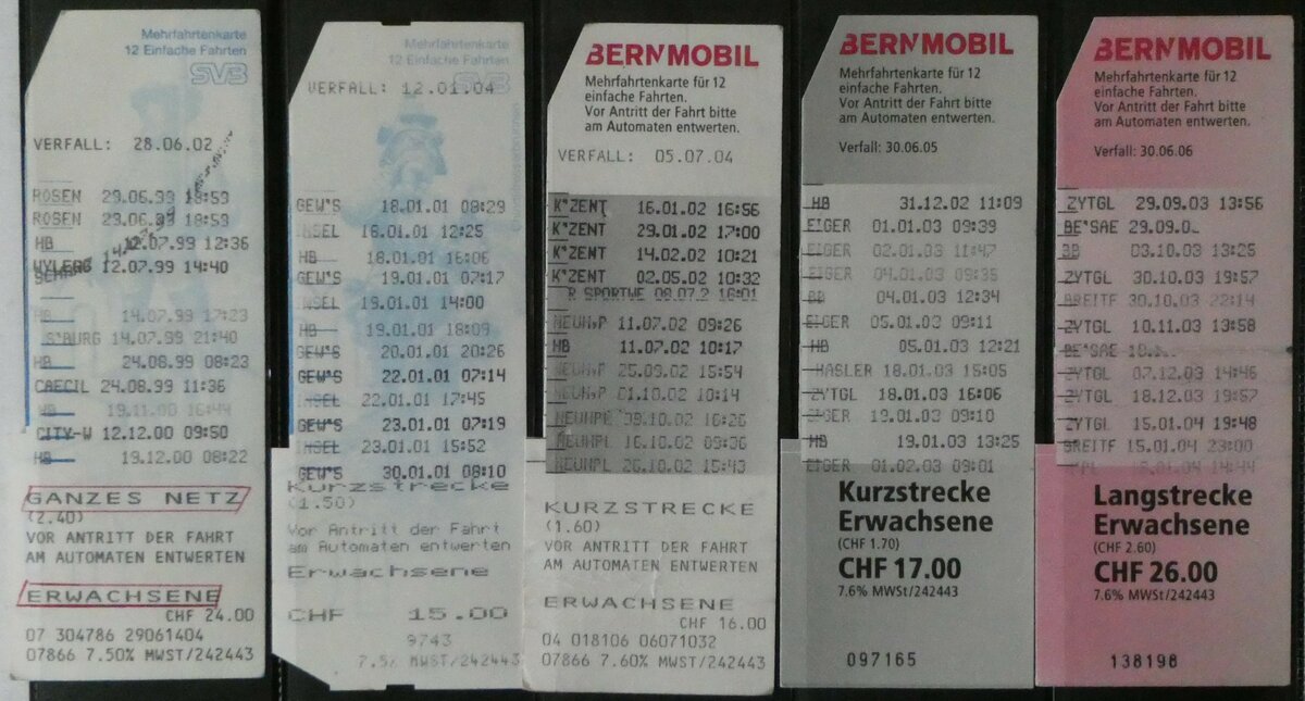 (235'089) - SVB/Bernmobil-Mehrfahrtenkarten am 4. Mai 2022 in Thun