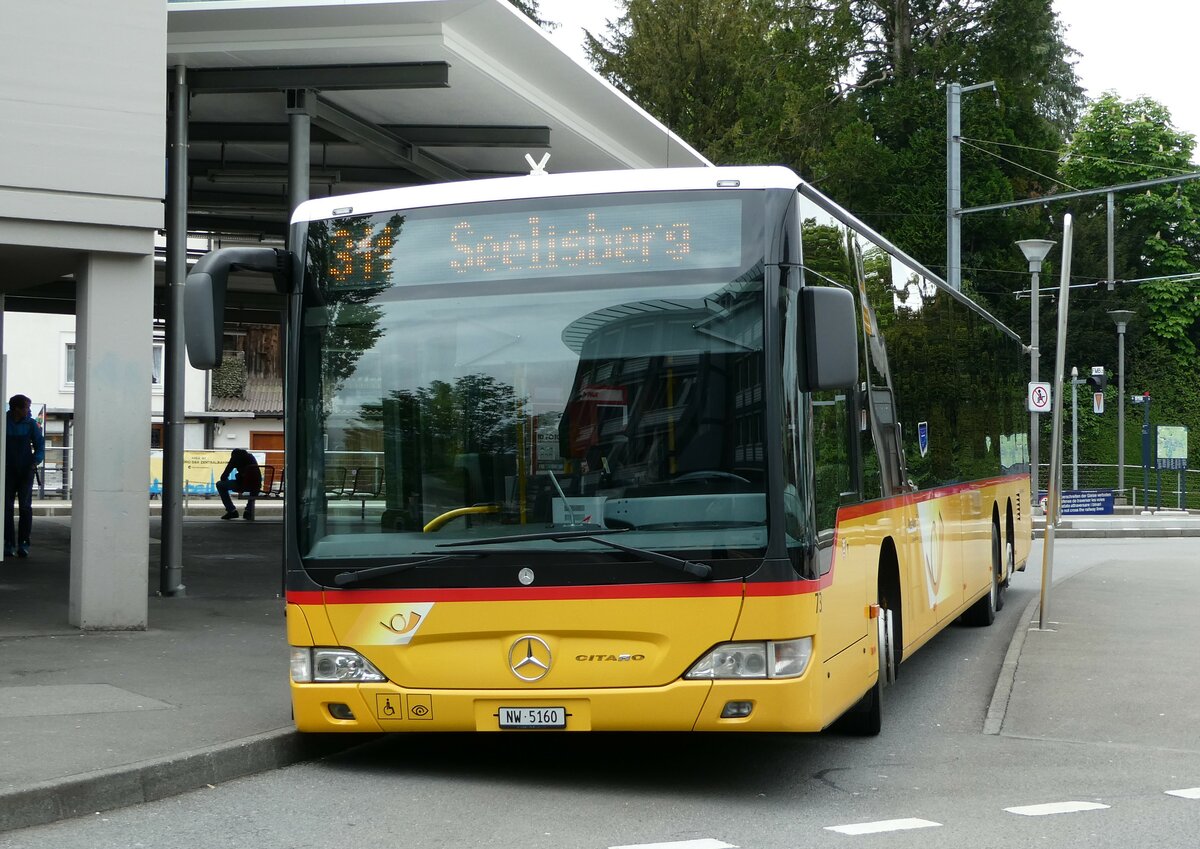 (235'464) - PostAuto Zentralschweiz - Nr. 73/NW 5160 - Mercedes (ex Nr. 22; ex Thepra, Stans Nr. 22) am 8. Mai 2022 beim Bahnhof Stans