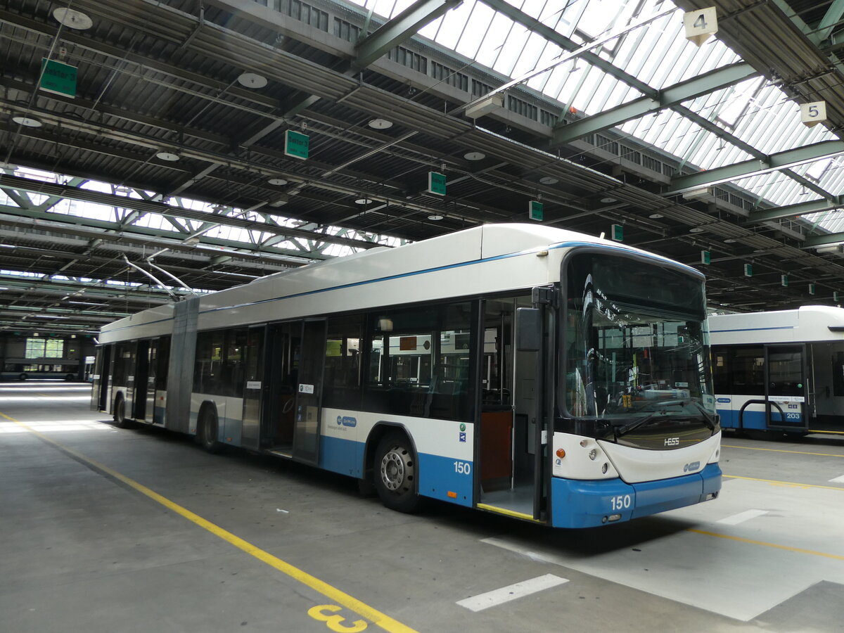 (236'401) - VBZ Zrich - Nr. 150 - Hess/Hess Gelenktrolleybus am 28. Mai 2022 in Zrich, Garage Hardau
