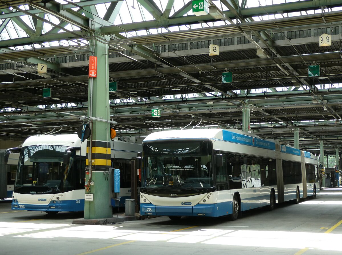 (236'404) - VBZ Zrich - Nr. 78 - Hess/Hess Doppelgelenktrolleybus am 28. Mai 2022 in Zrich, Garage Hardau