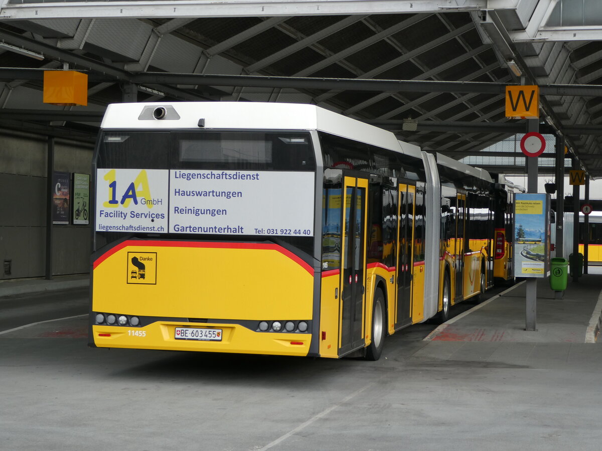 (236'851) - PostAuto Bern - Nr. 11'455/BE 603'455 - Solaris am 6. Juni 2022 in Bern, Postautostation