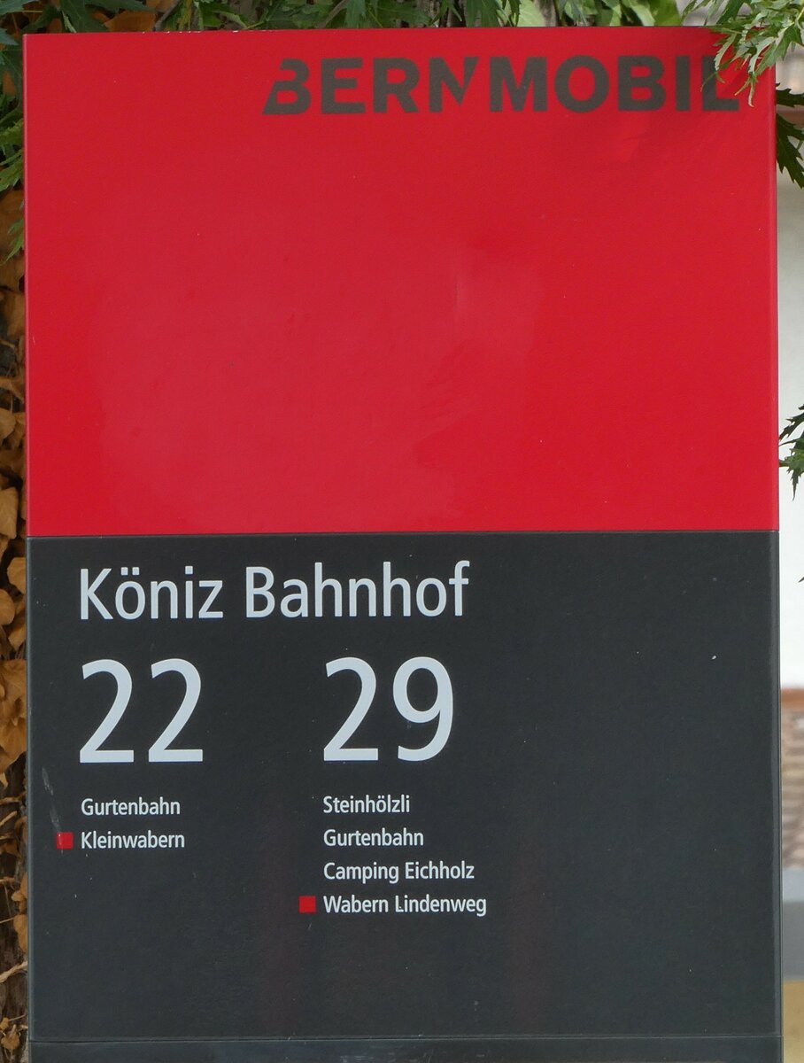 (238'507) - BERNMOBIL-Haltestellenschild - Kniz, Bahnhof - am 28. Juli 2022
