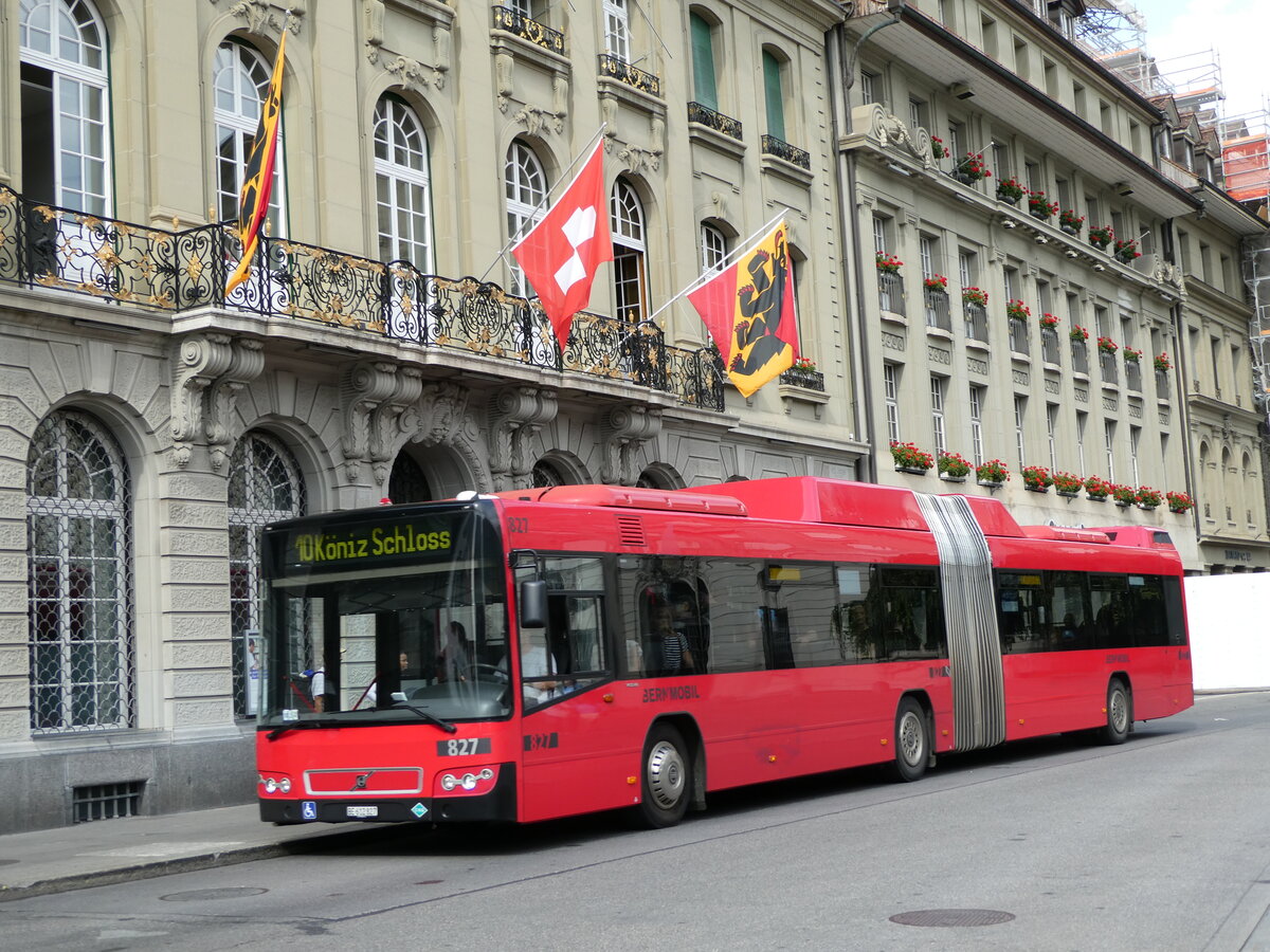 (238'535) - Bernmobil, Bern - Nr. 827/BE 612'827 - Volvo am 28. Juli 2022 in Bern, Bundesplatz