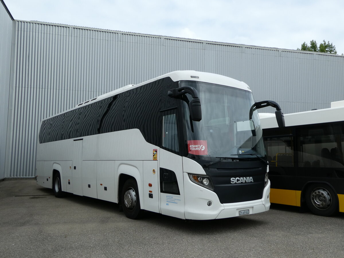 (238'945) - GEO Travel, Effretikon - ZH 469'602 - Scania/Higer (ex VTS, Averdon) am 7. August 2022 in Winterthur, EvoBus