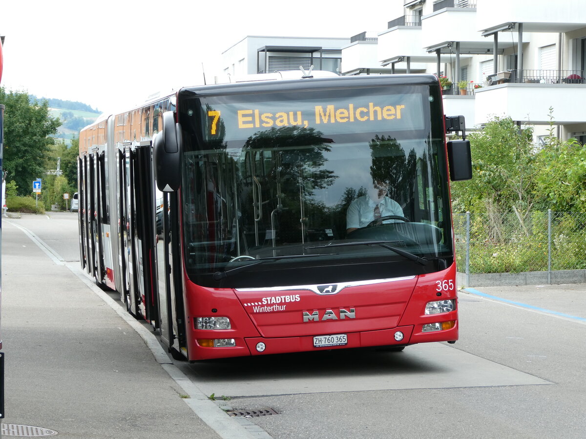 (238'953) - SW Winterthur - Nr. 365/ZH 760'365 - MAN am 7. August 2022 beim Bahnhof Winterthur Wlflingen