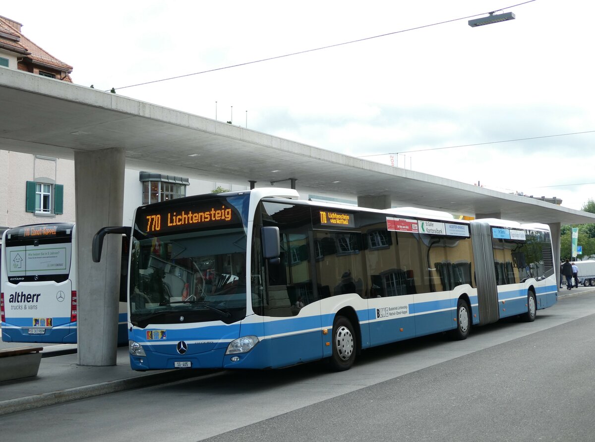 (239'117) - BLWE Wattwil - Nr. 1/SG 405 - Mercedes am 20. August 2022 beim Bahnhof Wattwil