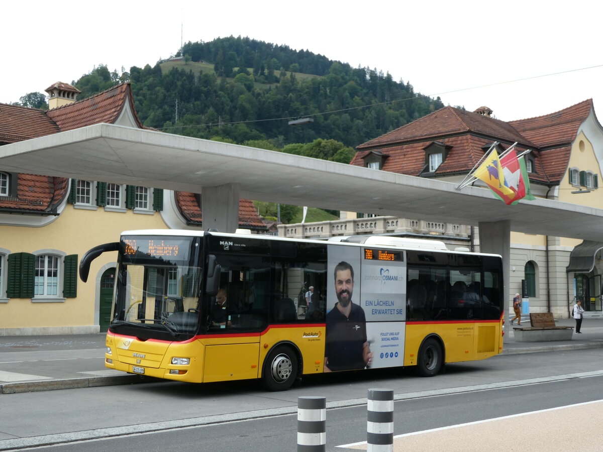 (239'258) - Postautobetriebe Unteres Toggenburg, Ganterschwil - SG 215'399 - MAN/Gppel am 20. August 2022 beim Bahnhof Wattwil 