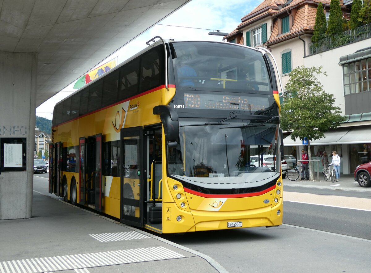 (239'268) - PostAuto Ostschweiz - SG 445'307 - Alexander Dennis (ex AR 45'269) am 20. August 2022 beim Bahnhof Wattwil