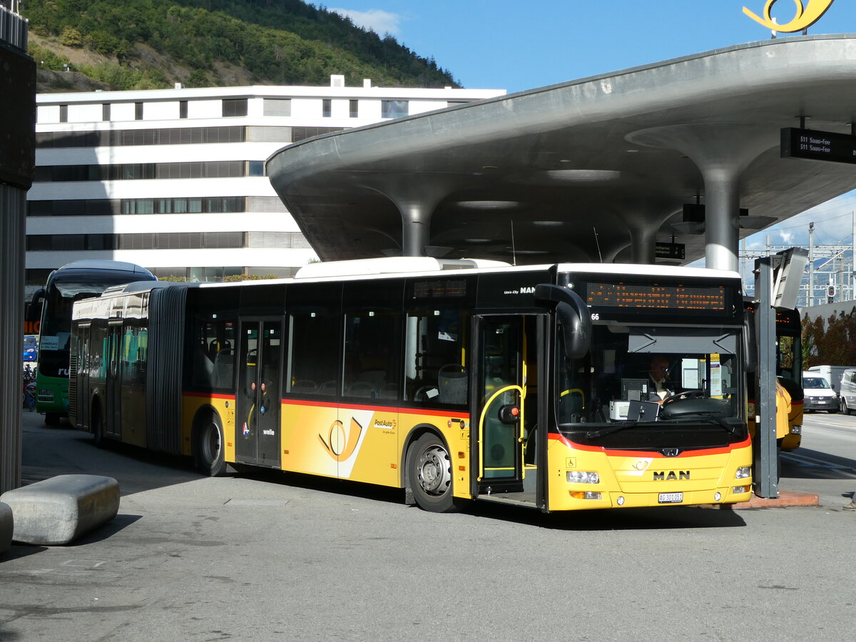 (239'321) - PostAuto Nordschweiz - AG 301'051 - MAN am 21. August 2022 beim Bahnhof Visp