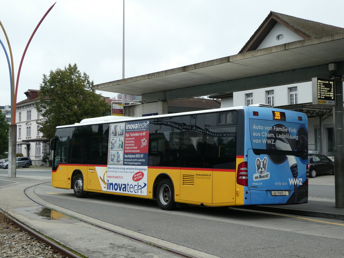 (239'498) - SB Trans, Sursee - Nr. 5/LU 15'615 - Mercedes am 27. August 2022 beim Bahnhof Sursee