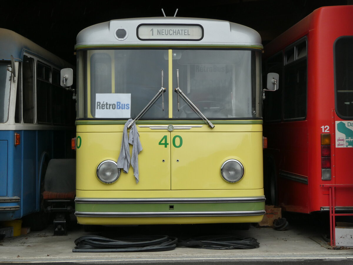 (240'167) - TN Neuchtel (Rtrobus) - Nr. 40 - Saurer/Hess Trolleybus (ex TPF Fribourg Nr. 340; ex TF Fribourg Nr. 40) am 24. September 2022 in Moudon, Rtrobus
