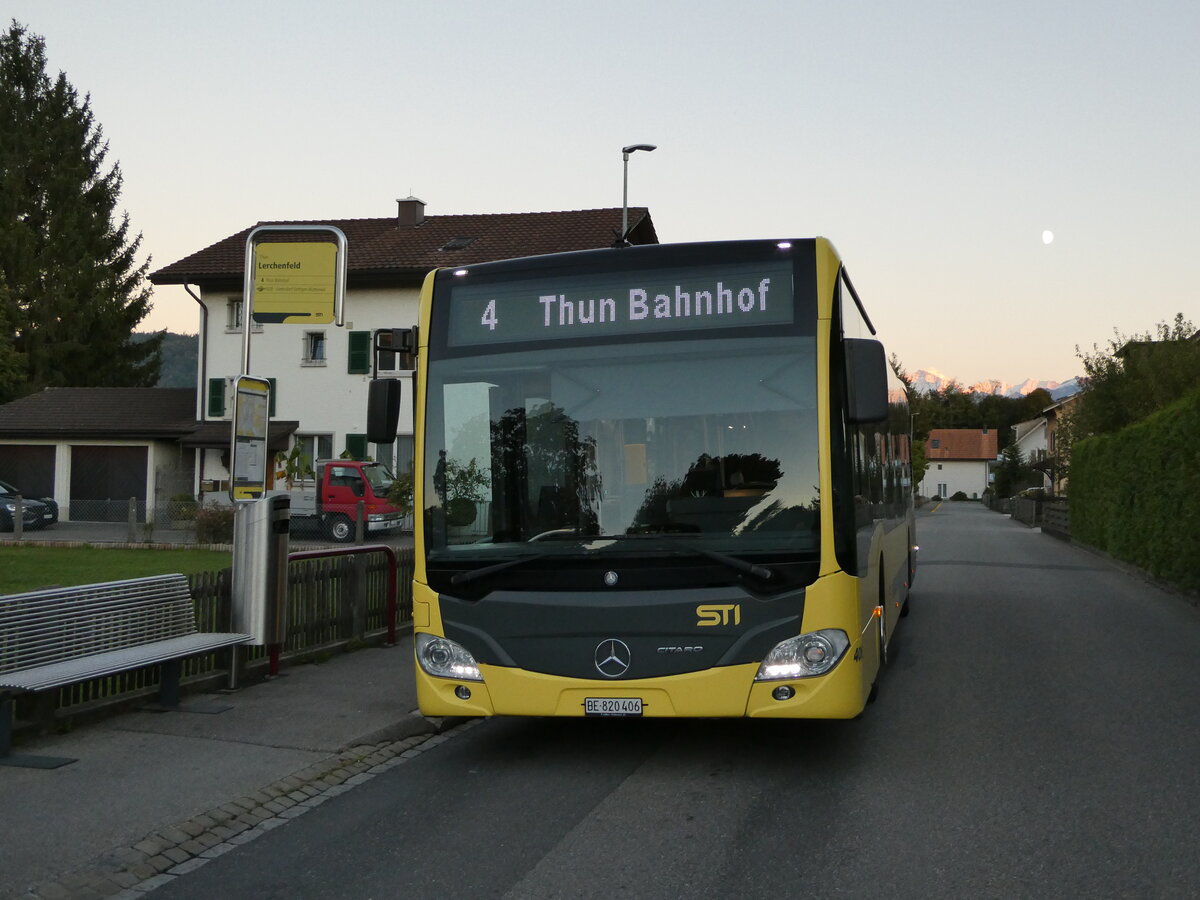 (240'632) - STI Thun - Nr. 406/BE 820'406 - Mercedes am 5. Oktober 2022 in Thun-Lerchenfeld, Endhaltestelle