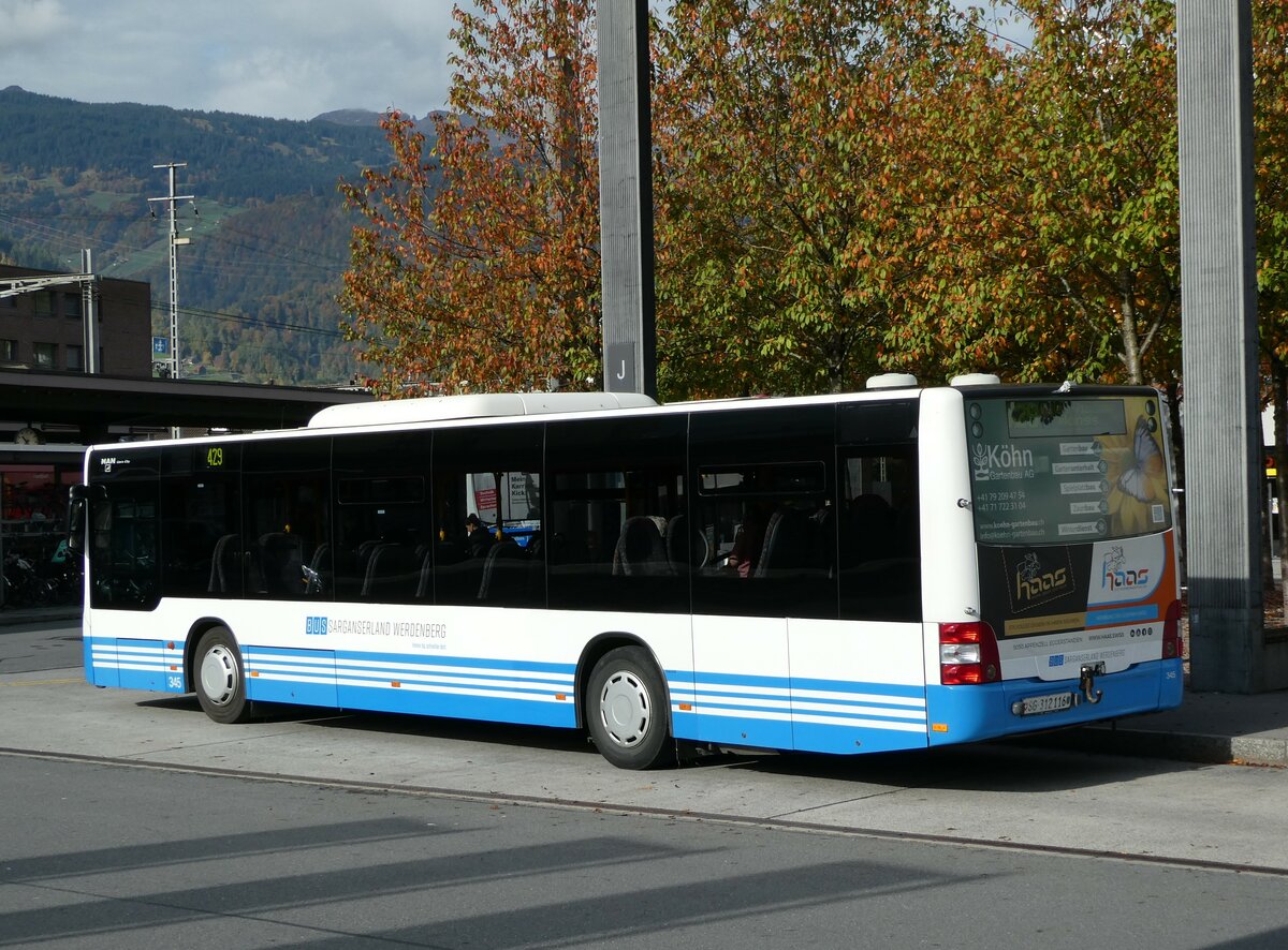 (240'902) - BSW Sargans - Nr. 345/SG 312'116 - MAN am 11. Oktober 2022 beim Bahnhof Sargans