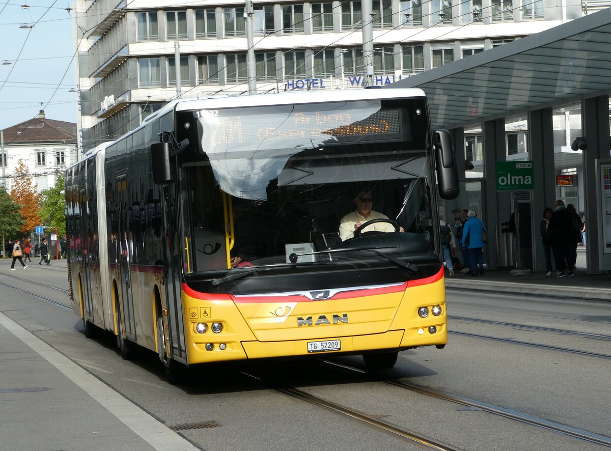 (241'003) - Eurobus, Arbon - Nr. 7/TG 52'209 - MAN am 11. Oktober 2022 beim Bahnhof St. Gallen