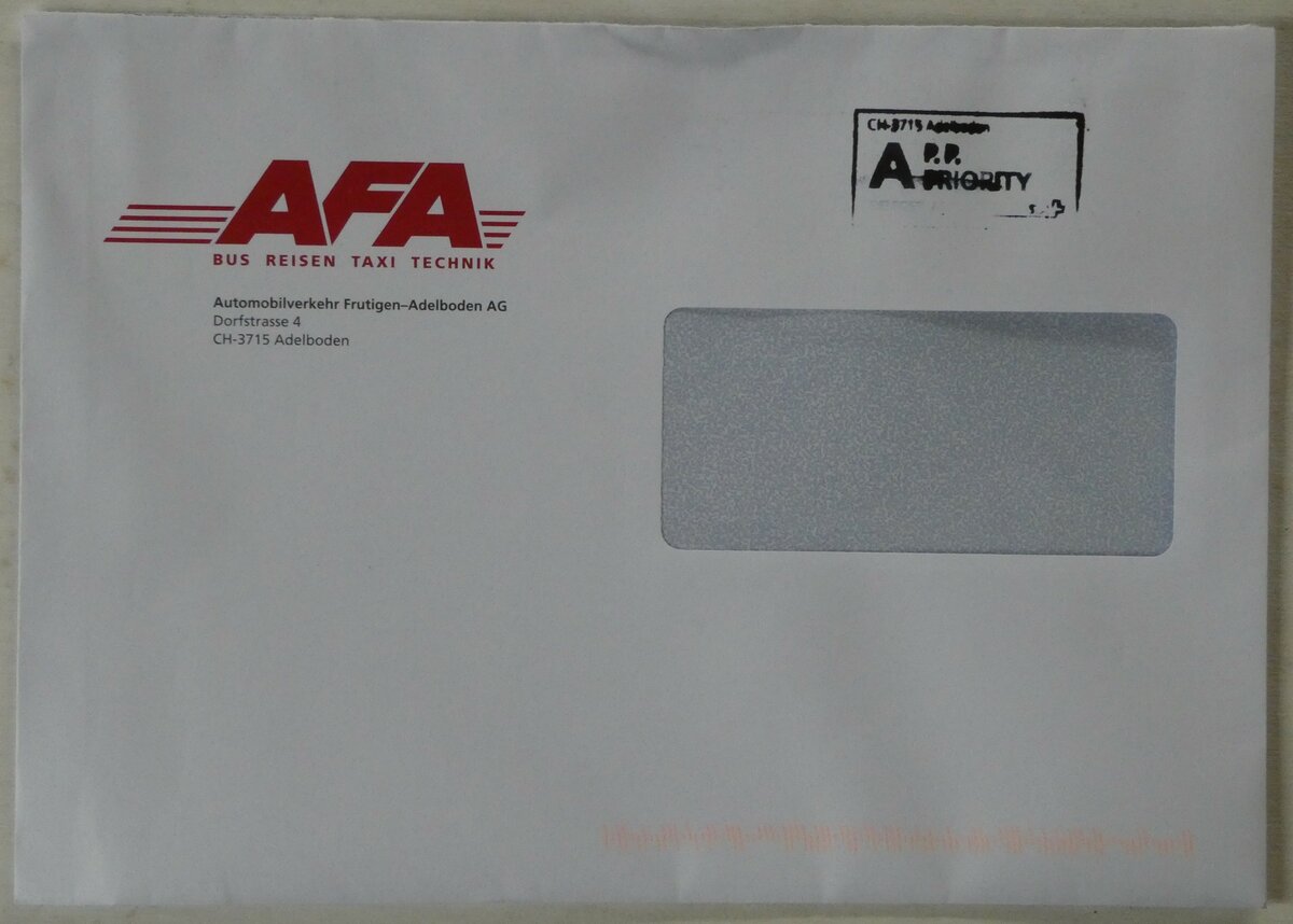 (241'682) - AFA-Briefumschlag vom 20. Oktober 2022 am 21. Oktober 2022 in Thun