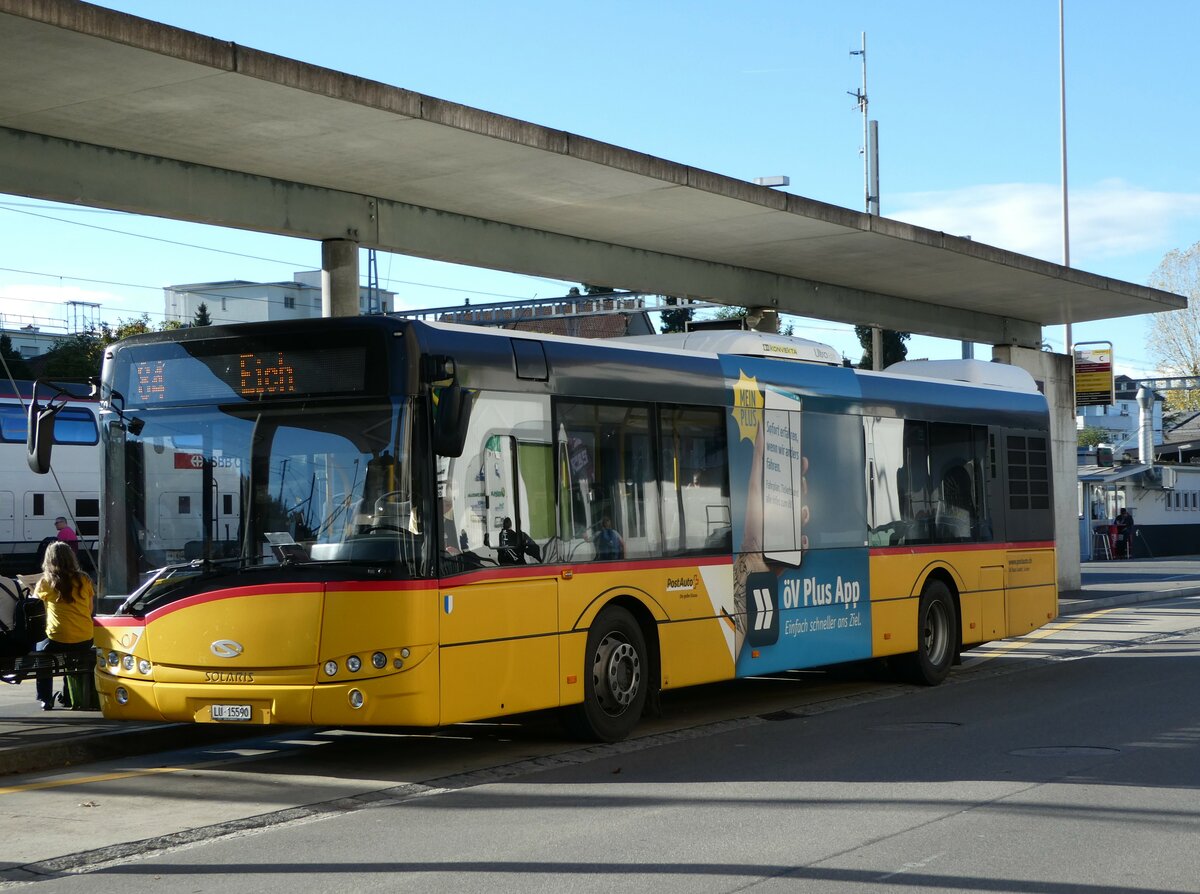 (241'791) - SB Trans, Sursee - Nr. 44/LU 15'590 - Solaris (ex Stirnimann, Neuenkirch Nr. 44) am 22. Oktober 2022 beim Bahnhof Sursee