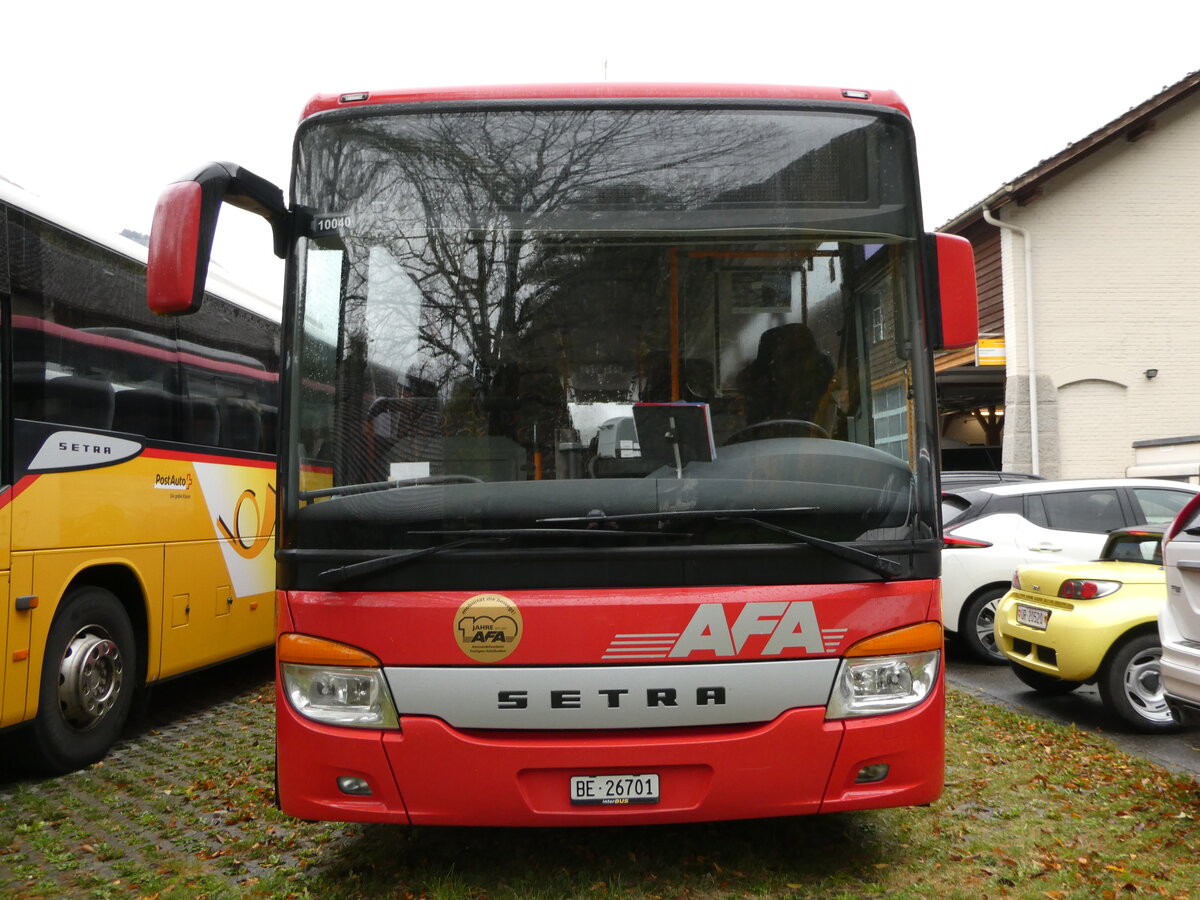 (241'817) - AFA Adelboden - Nr. 24/BE 26'701 - Setra am 24. Oktober 2022 in Meiringen, Postgarage (Einsatz: PostAuto fr Engstlenalp-Bus)