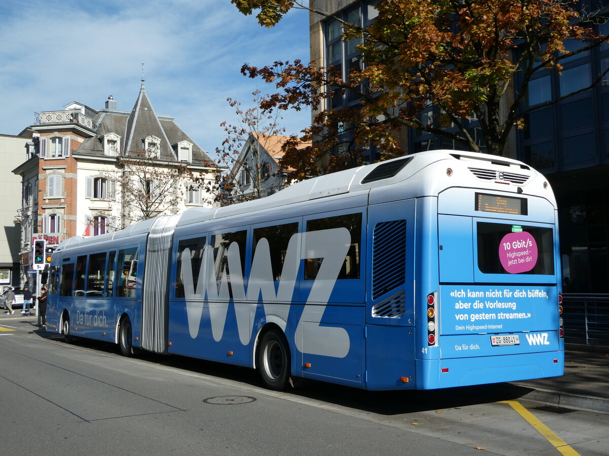 (242'042) - ZVB Zug - Nr. 41/ZG 88'041 - Volvo am 31. Oktober 2022 in Zug, Metalli
