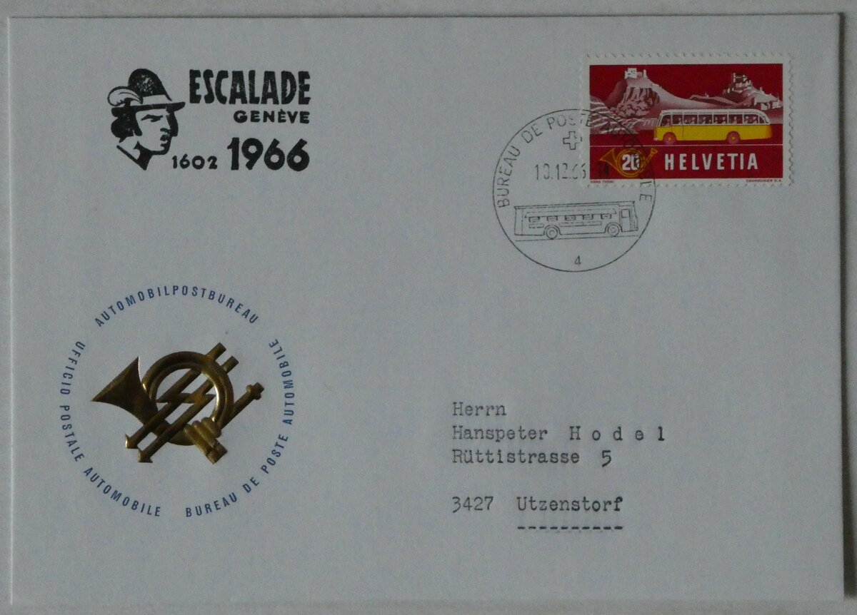(242'249) - PTT-Briefumschlag vom 10. Dezember 1966 am 7. November 2022 in Thun