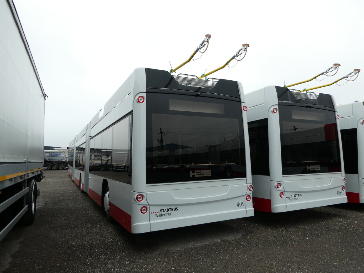 (242'593) - SW Winterthur - Nr. 409 - Hess/Hess Doppelgelenktrolleybus am 13. November 2022 in Wil, Larag