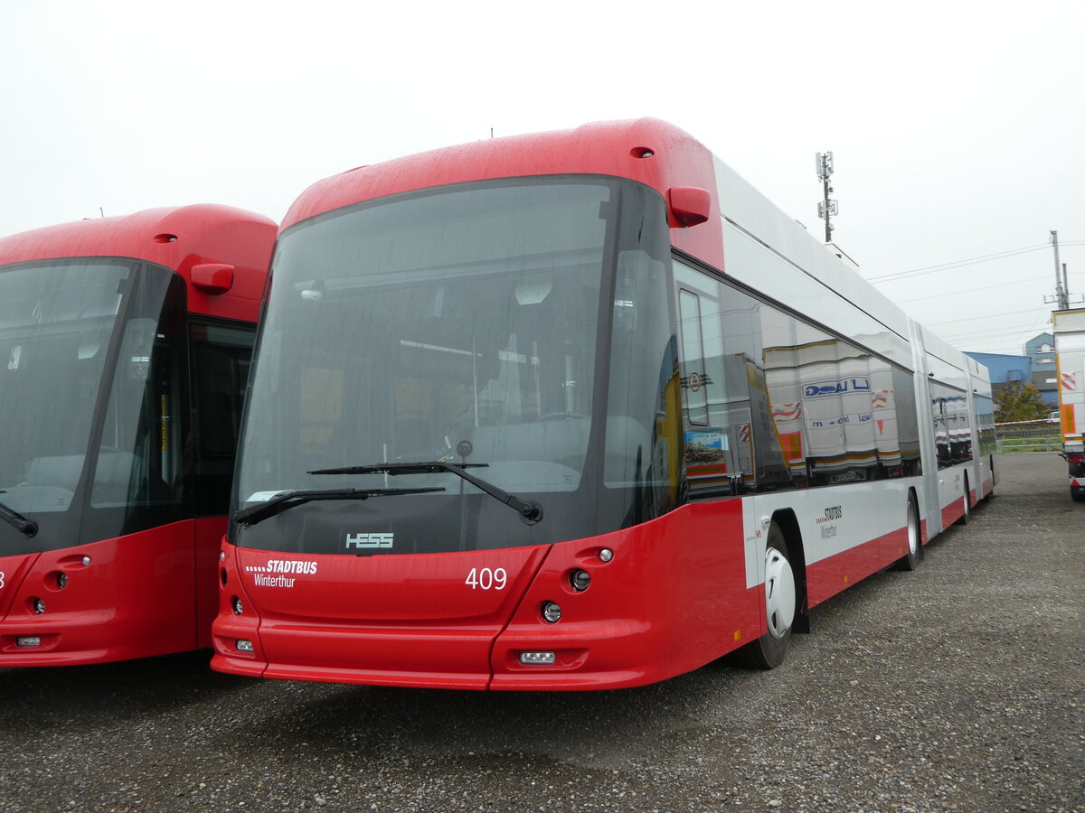 (242'604) - SW Winterthur - Nr. 409 - Hess/Hess Doppelgelenktrolleybus am 13. November 2022 in Wil, Larag