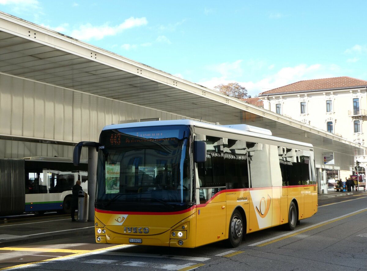 (242'866) - AutoPostale Ticino - TI 339'219 - Iveco am 17. November 2022 in Lugano, Centro