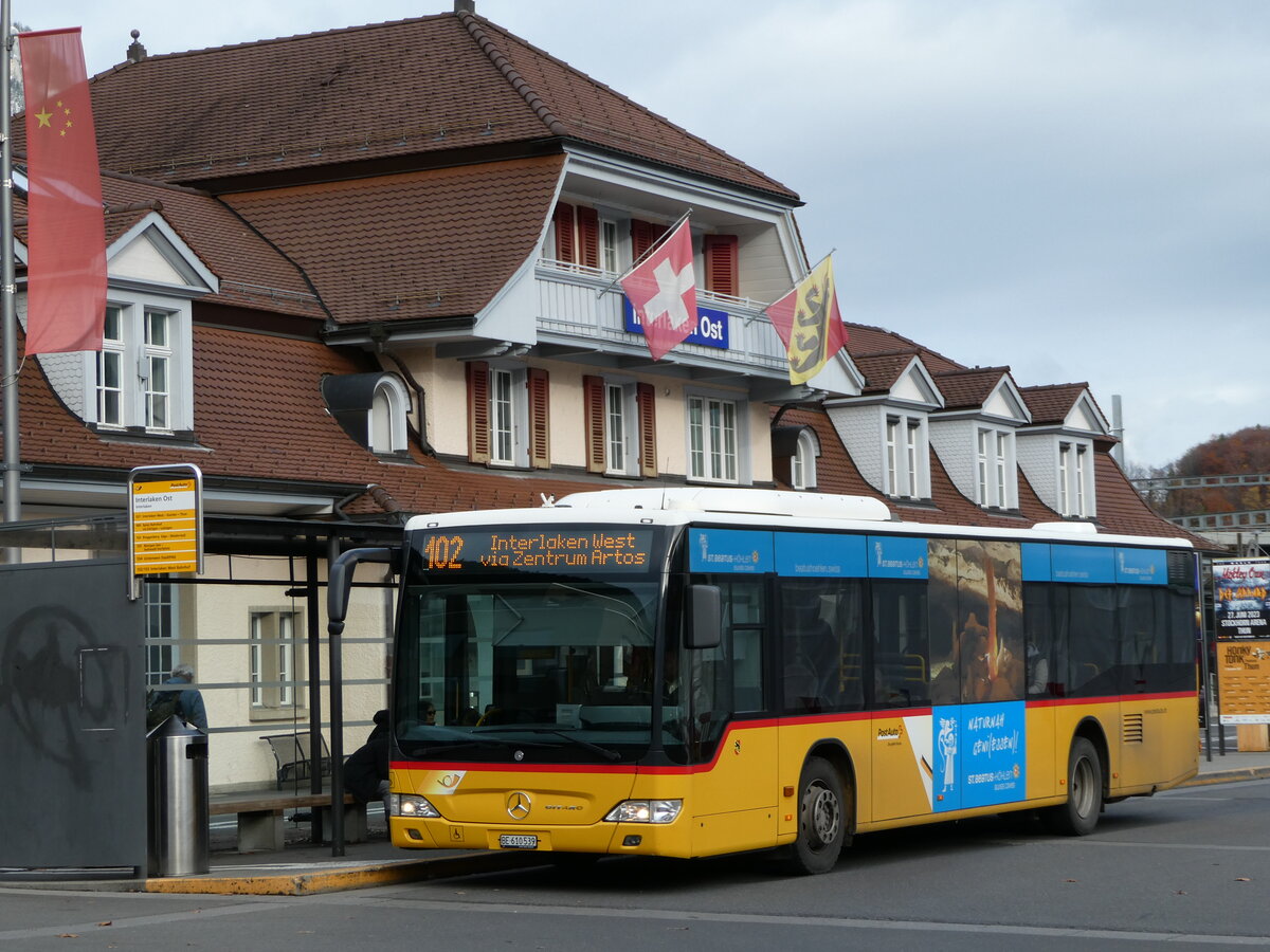 (243'091) - PostAuto Bern - BE 610'539 - Mercedes (ex BE 700'281; ex Schmocker, Stechelberg Nr. 2) am 22. November 2022 beim Bahnhof Interlaken Ost