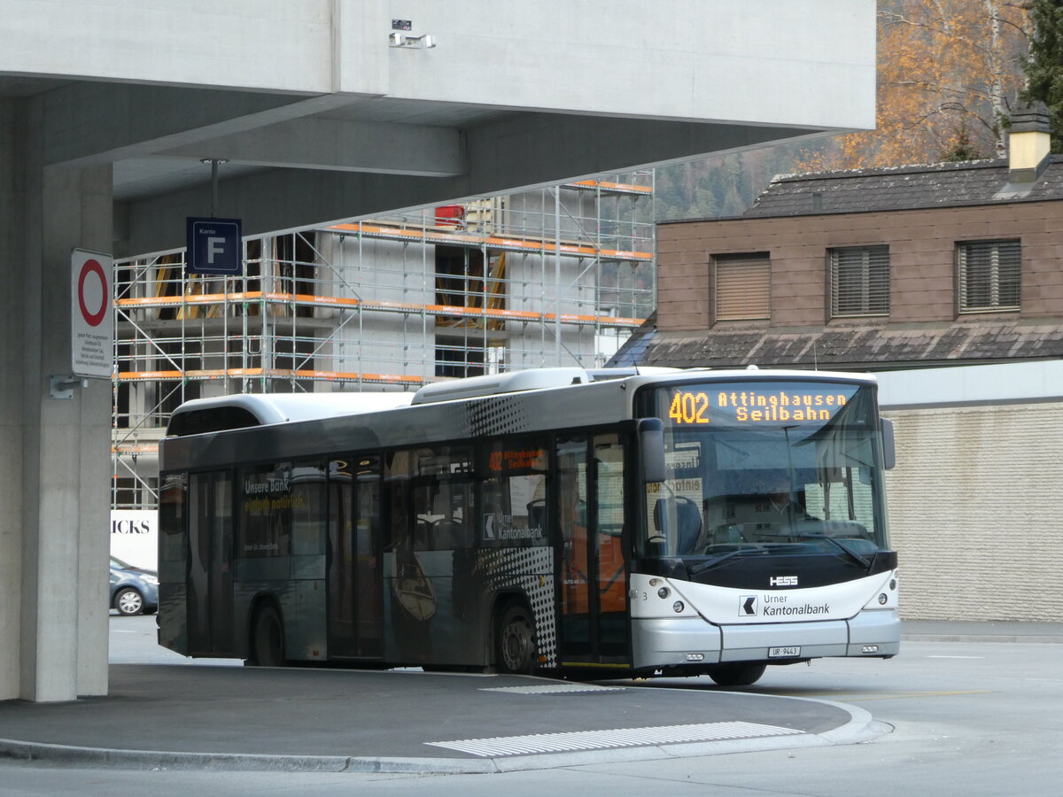 (243'533) - AAGU Altdorf - Nr. 3/UR 9443 - Hess am 7. Dezember 2022 beim Bahnhof Altdorf