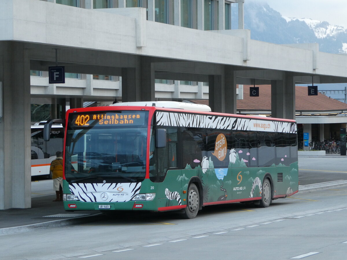 (243'544) - AAGU Altdorf - Nr. 20/UR 9483 - Mercedes (ex AAGS Schwyz Nr. 35; ex AAGS Schwyz Nr. 10) am 7. Dezember 2022 beim Bahnhof Altdorf