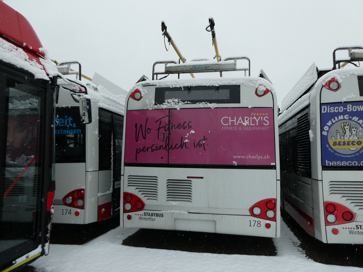 (243'920) - SW Winterthur - Nr. 178 - Solaris Gelenktrolleybus am 16. Dezember 2022 in Wil, Larag