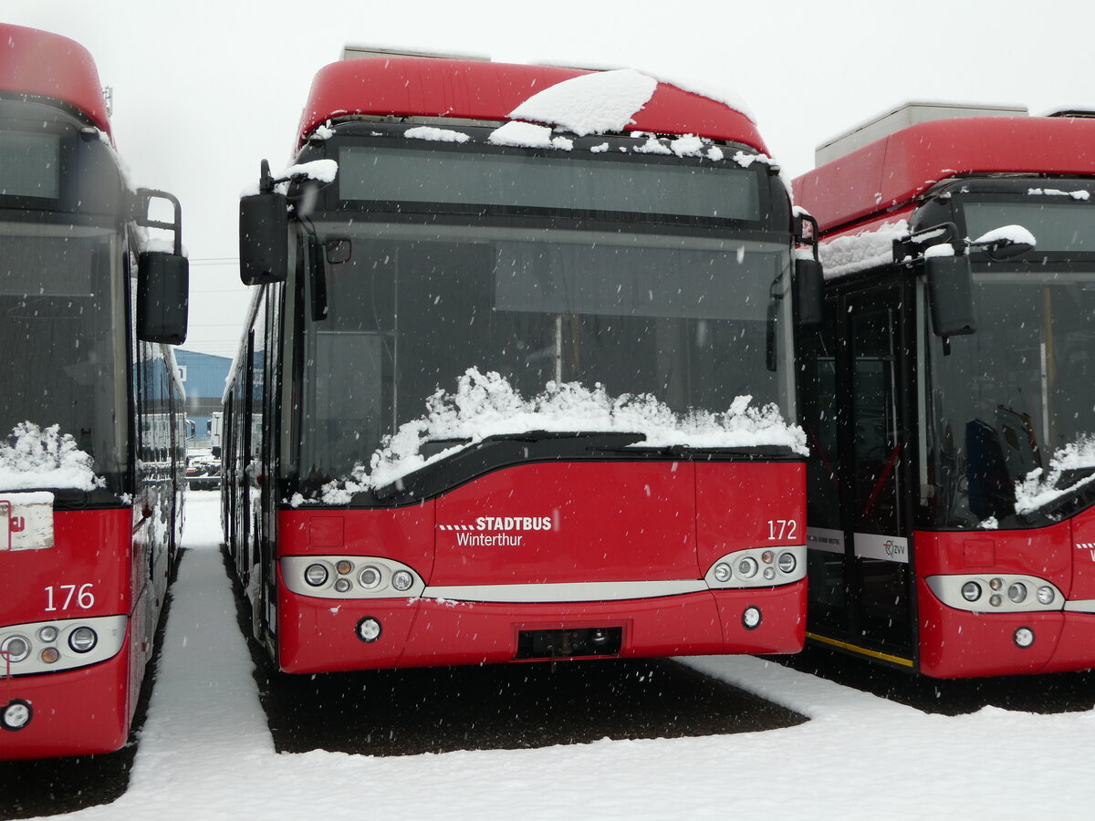 (243'926) - SW Winterthur - Nr. 172 - Solaris Gelenktrolleybus am 16. Dezember 2022 in Wil, Larag