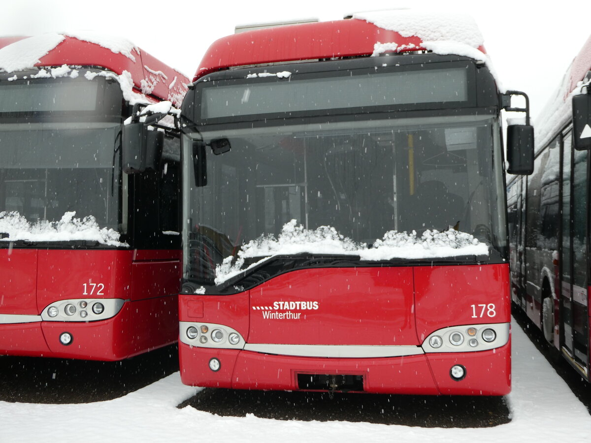 (243'929) - SW Winterthur - Nr. 178 - Solaris Gelenktrolleybus am 16. Dezember 2022 in Wil, Larag