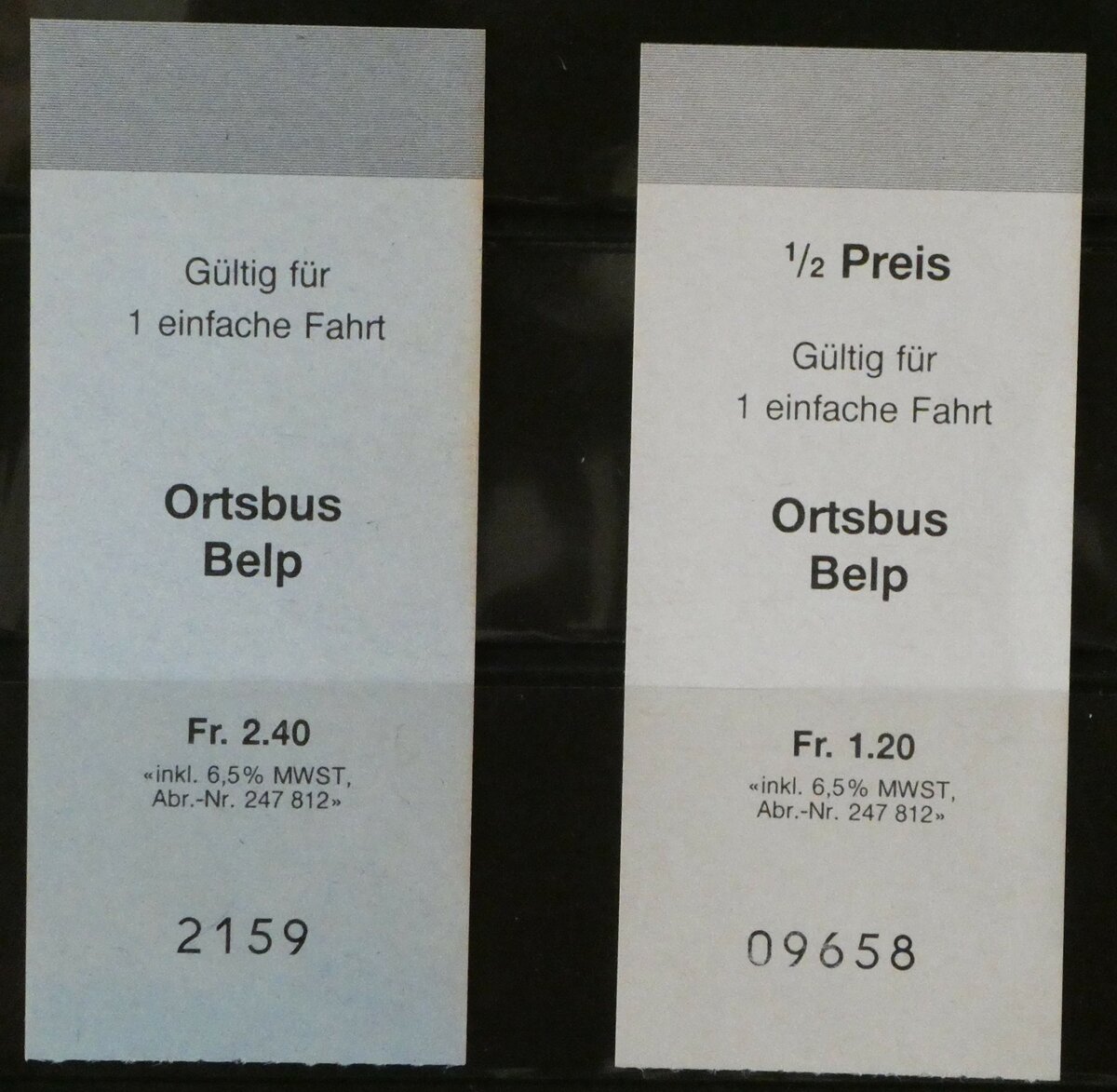 (244'217) - Ortsbus Belp-Einzelbillette am 27. Dezember 2022 in Thun