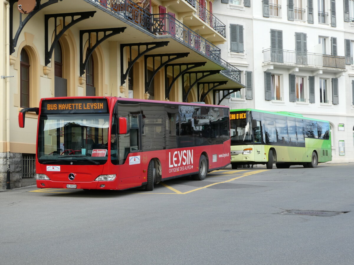 (244'395) - Leysin-Excursions, Leysin - VD 398'538 - Mercedes (ex Imfeld, D-Landstuhl) am 2. Januar 2023 beim Bahnhof Leysin-Feydey