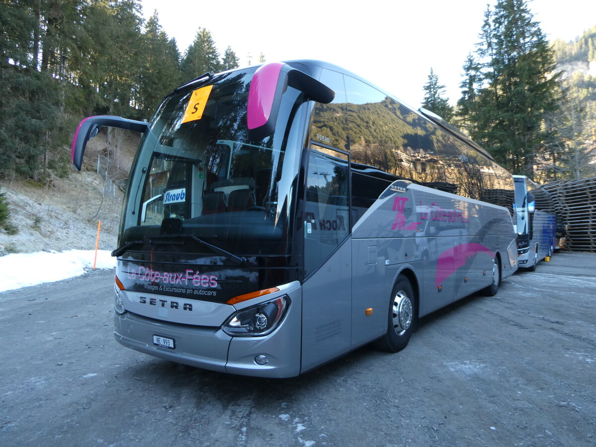 (244'824) - Auto-Transports, La Cte-aux-Fes - NE 993 - Setra am 7. Januar 2023 in Adelboden, ASB