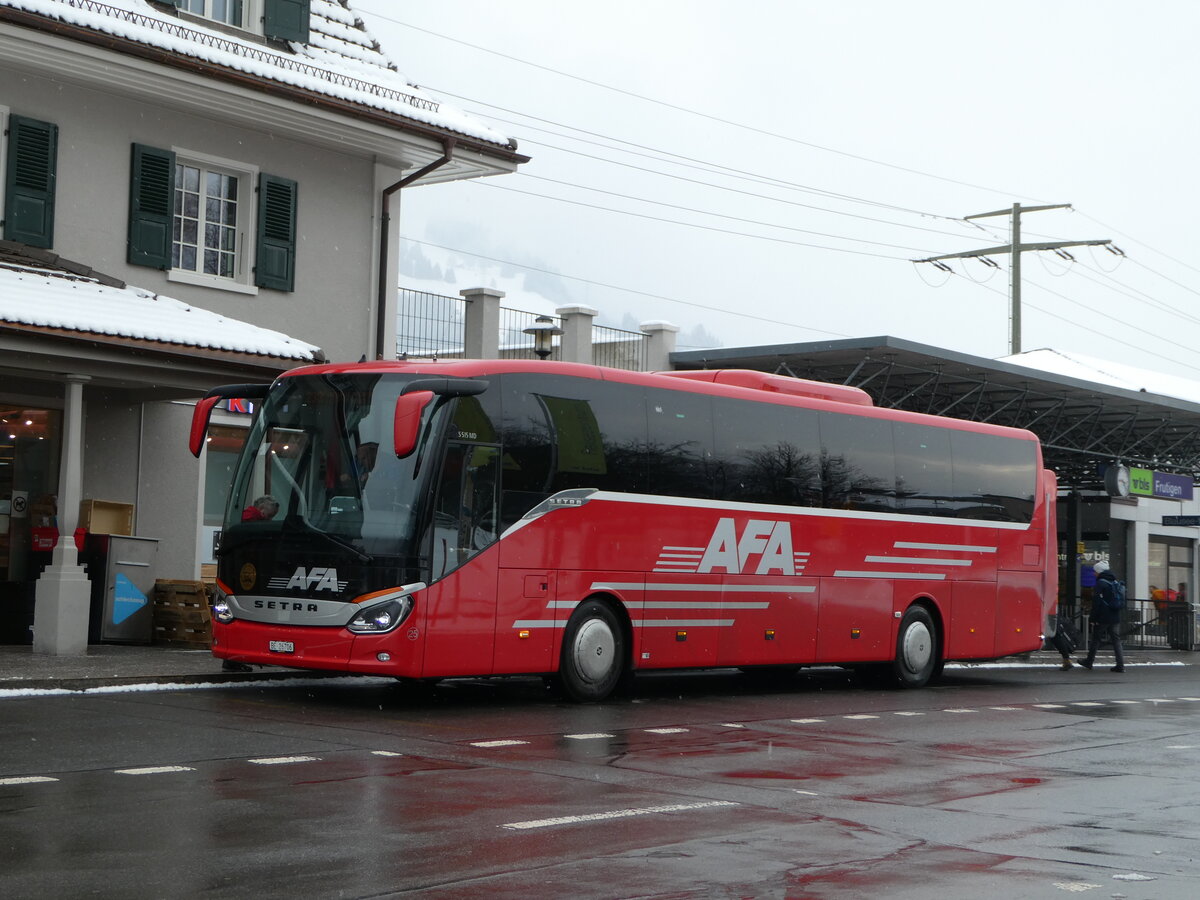 (245'261) - AFA Adelboden - Nr. 25/BE 26'706 - Setra am 22. Januar 2023 beim Bahnhof Frutigen