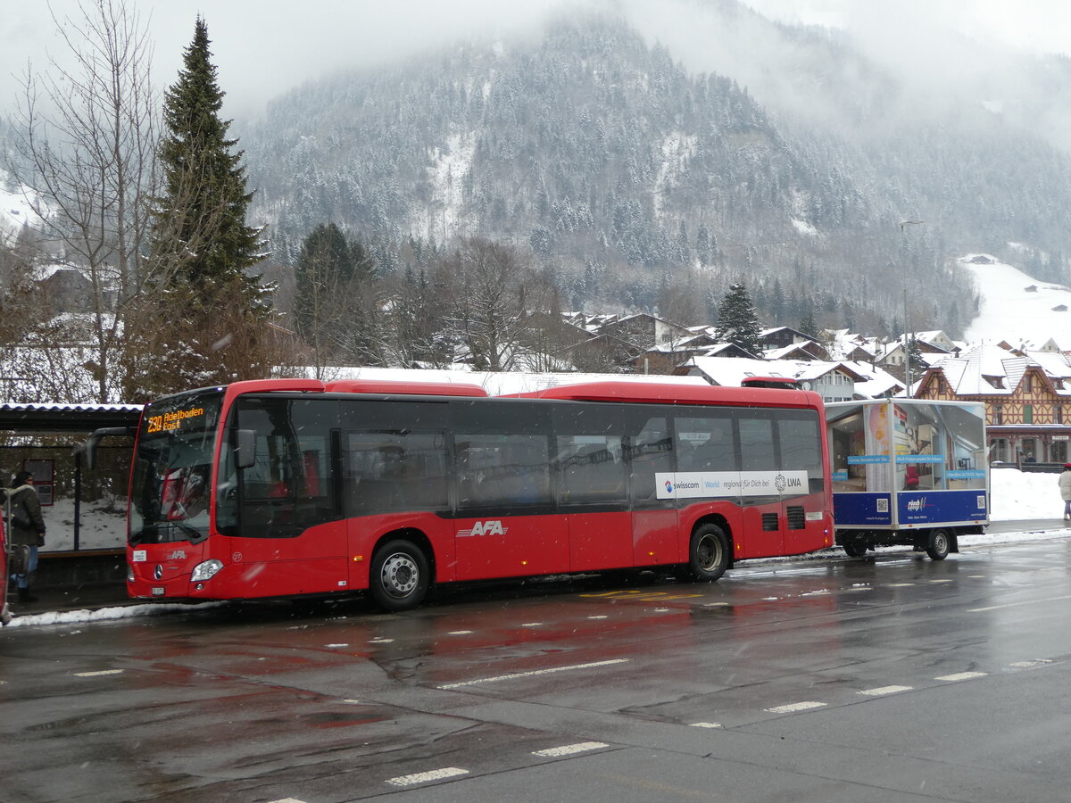 (245'264) - AFA Adelboden - Nr. 27/BE 26'773 - Mercedes am 22. Januar 2023 beim Bahnhof Frutigen