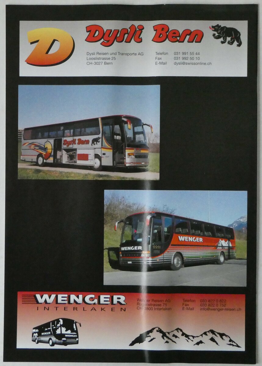 (245'305) - Dysli/Wenger-Reisekatalog 2002 am 23. Januar 2023 in Thun (Rckseite)