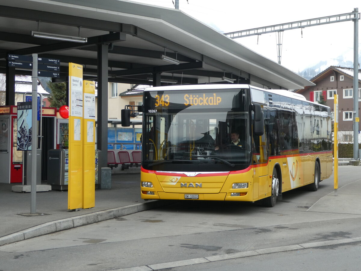 (245'332) - PostAuto Zentralschweiz - Nr. 4/OW 10'023/PID 10'267 - MAN (ex Dillier, Sarnen Nr. 4) am 25. Januar 2023 beim Bahnhof Sarnen