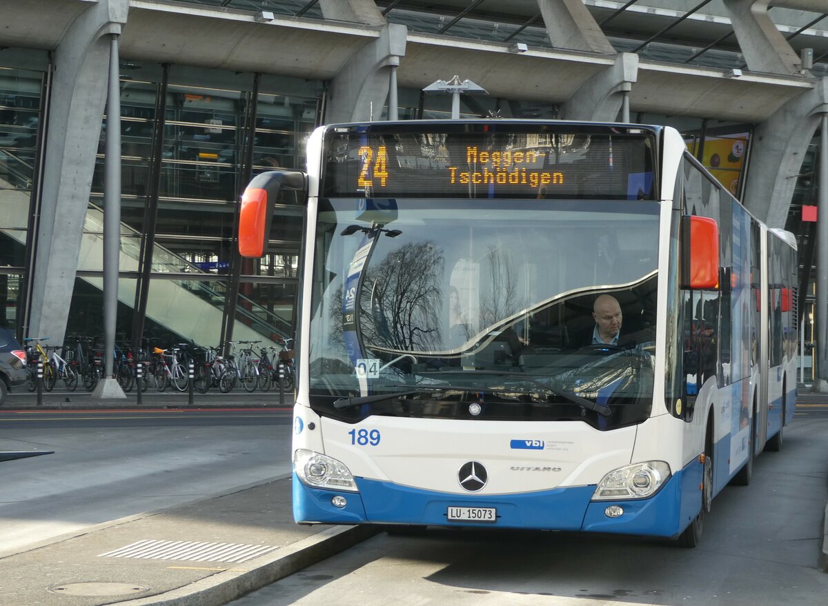 (245'706) - VBL Luzern - Nr. 189/LU 15'073 - Mercedes am 3. Februar 2023 beim Bahnhof Luzern