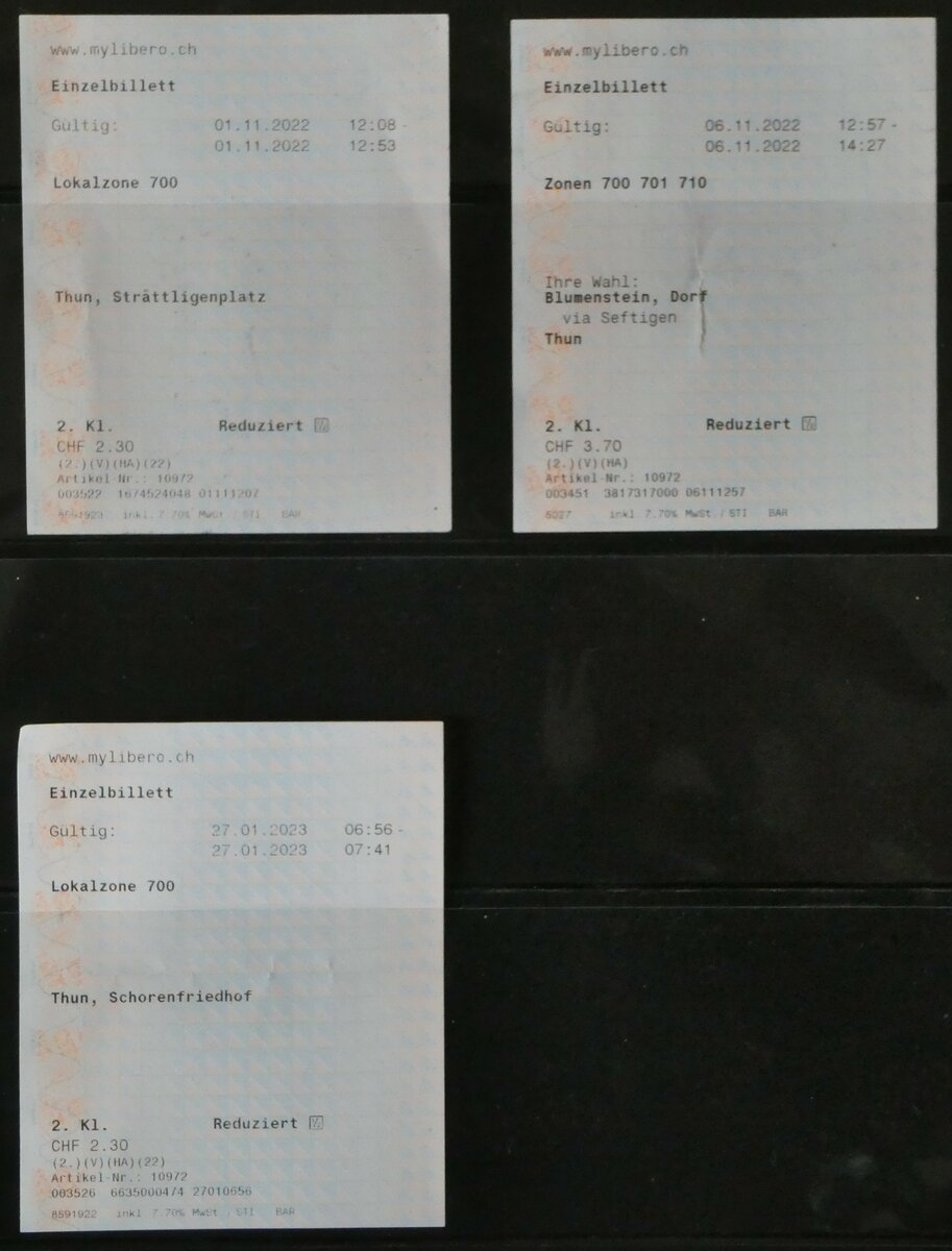 (245'957) - STI-Einzelbillette am 8. Februar 2023 in Thun